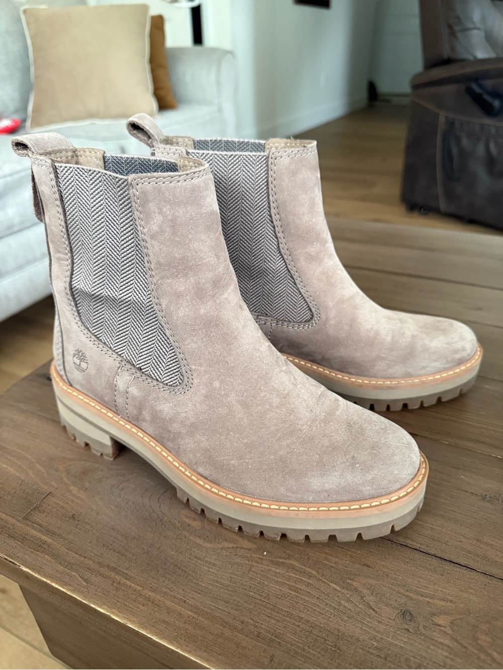 Timberland Women’s Suede Chelsea Booties - Beige Taupe